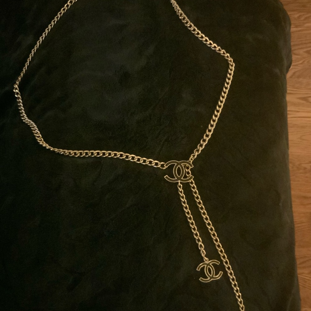Gold Chain Belt with Logo Charms